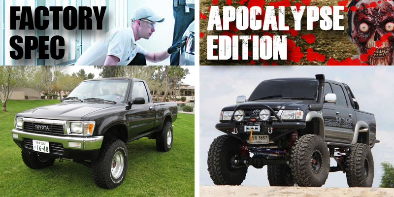 Toyota Hilux, factory spec and outfitted for a zombie apocalypse