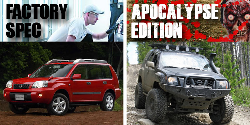 Nissan X-Trail, factory spec and outfitted for a zombie apocalypse