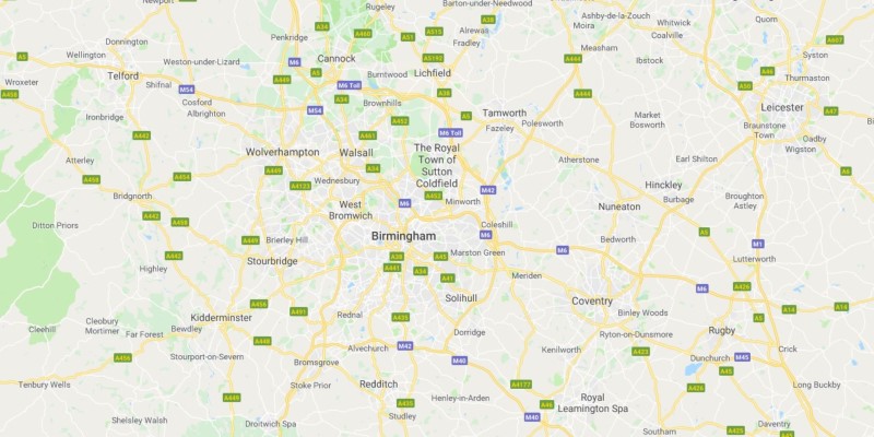 Map of Birmingham Scrap Car Collection Areas