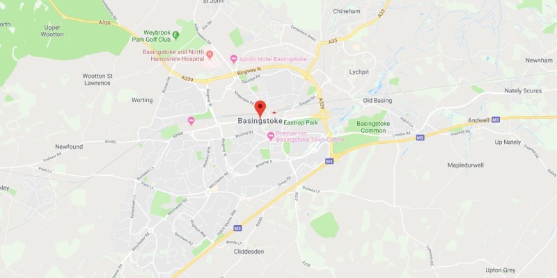 Map of Basingstoke Scrap Car Collection Areas