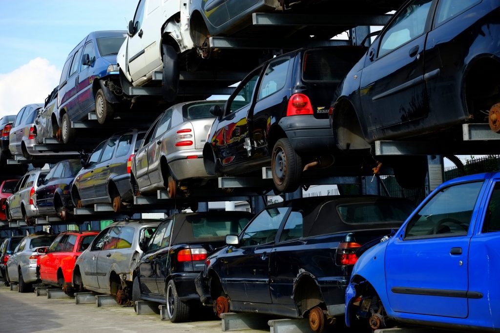 Stack of cars at an Authorised Treatment Facility