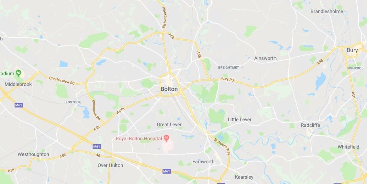 Map of Bolton Scrap Car Collection Areas
