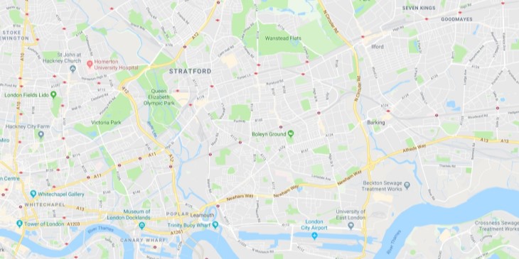 Map of East London Scrap Car Collection Areas