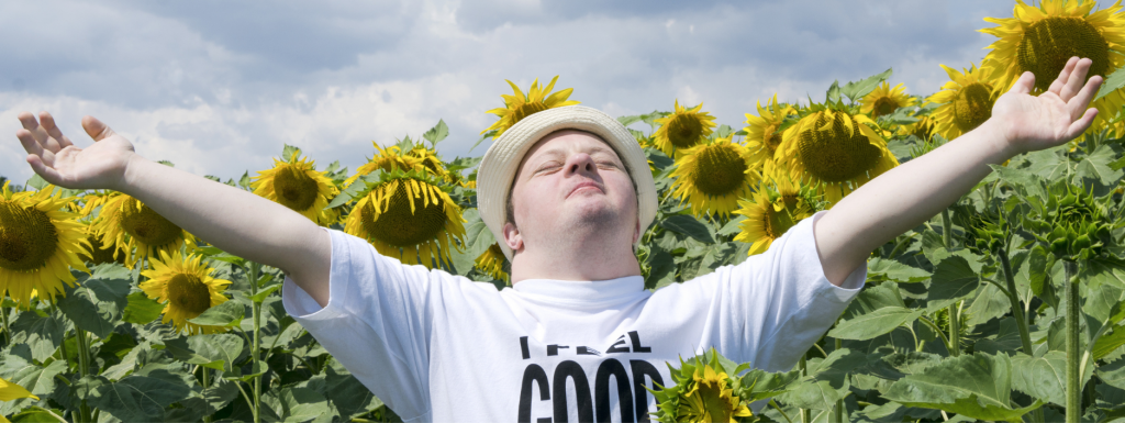 Man in a sunflower field